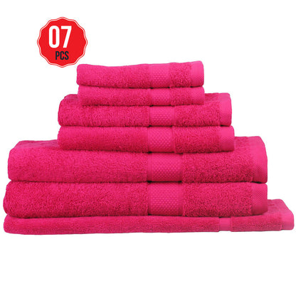 Paris Romance Collection 550gsm Cotton Bath Sheet Set 7 Piece Hot Pink