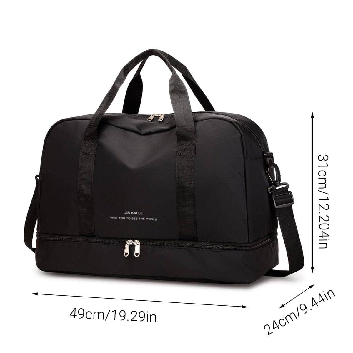 Yoga Fitness Bag - Large Travel Gym Bag, Black - view 3