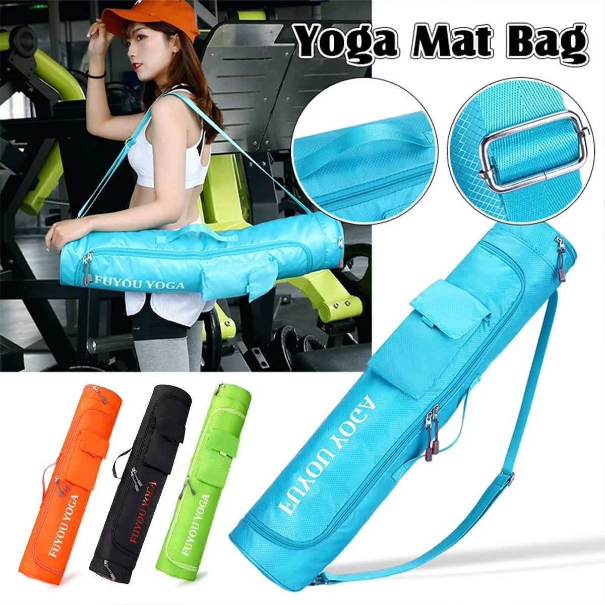 Yoga Mat Carry Bag with Adjustable Strap, Nylon - Orange - view 2