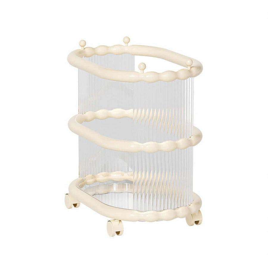 Yoga Mat Storage Rack Durable Plastic Organiser with Wheels and Hooks - White