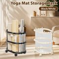Yoga Mat Storage Rack Durable Plastic Organiser with Wheels and Hooks - White - view 2