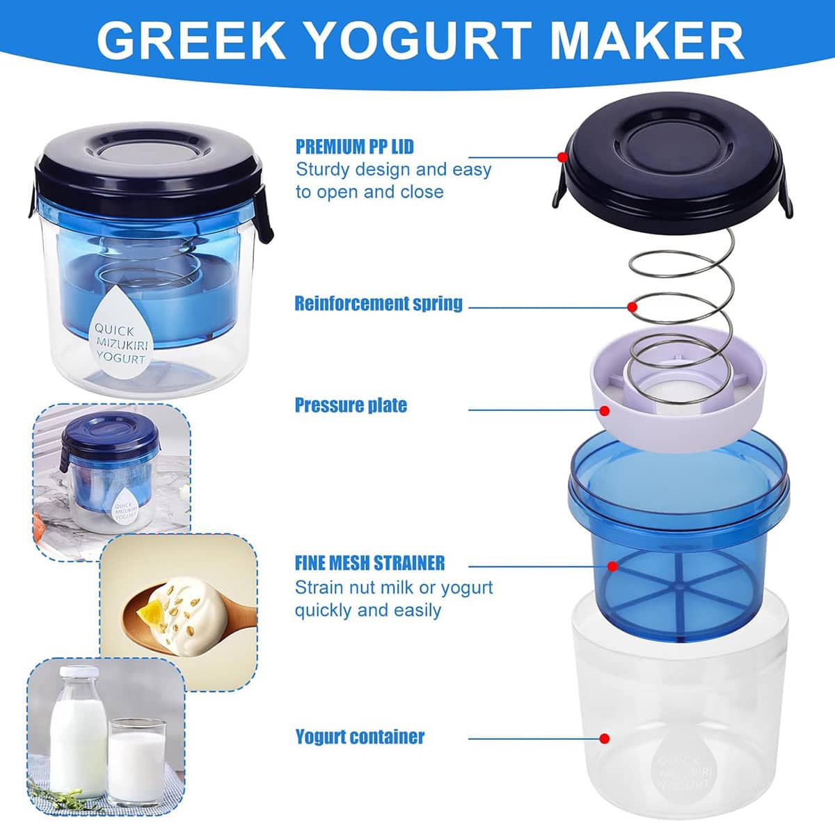 Yoghurt Maker Strainer Kit with 225-Mesh Filter for Greek Yoghurt - view 3
