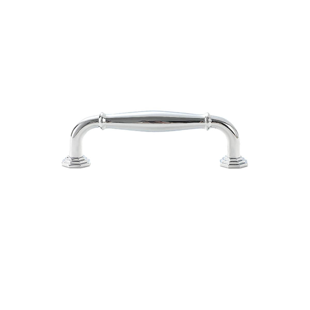 Zinc Alloy Cabinet Door Handle - Bright Silver, 96 mm Hole Spacing