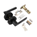 Zinc Alloy Lever Door Handle Lock Set with Keys - Interior Bathroom Door, Matte Black