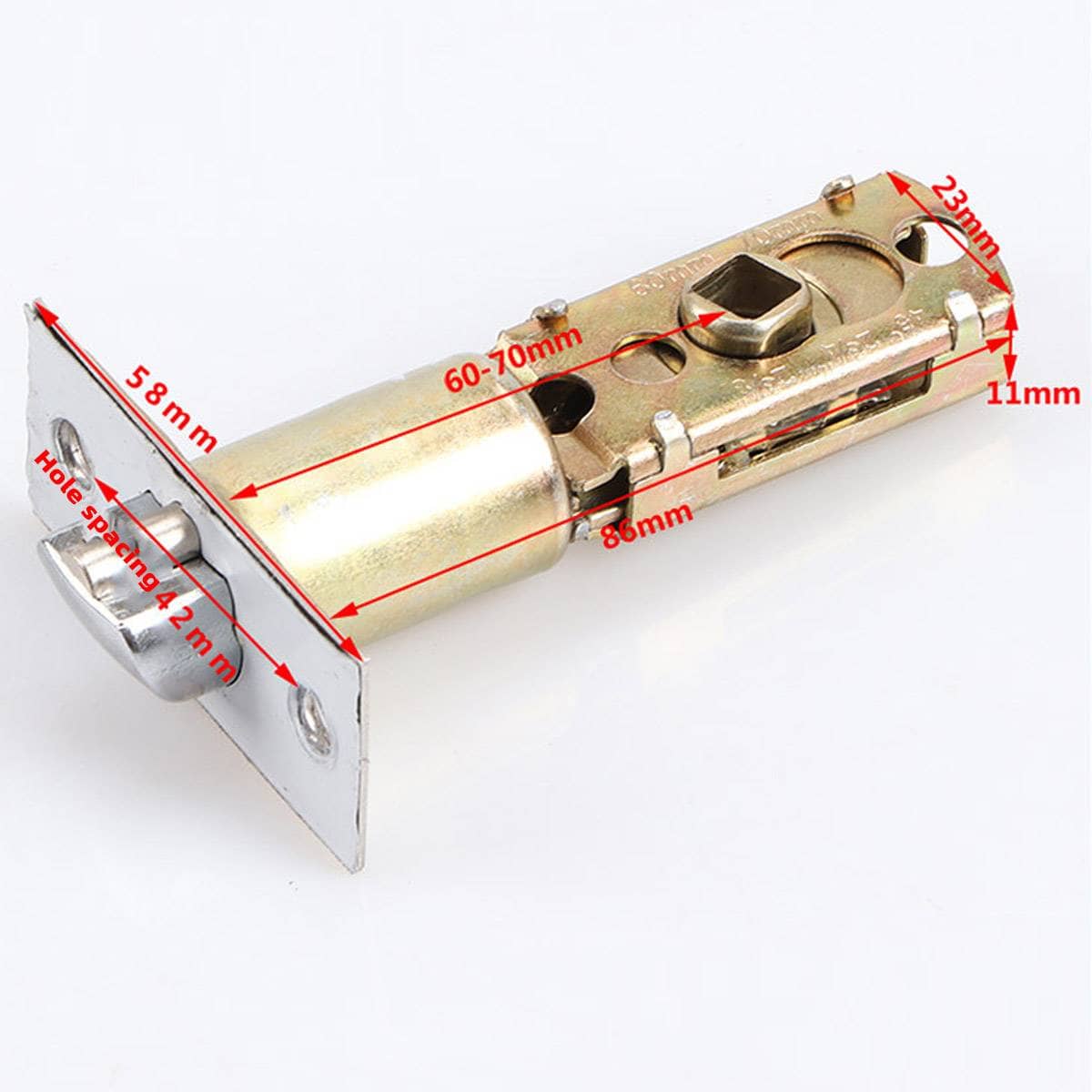 Zinc Alloy Lever Door Handle Lock Set with Keys - Interior Bathroom Door, Silver - view 5