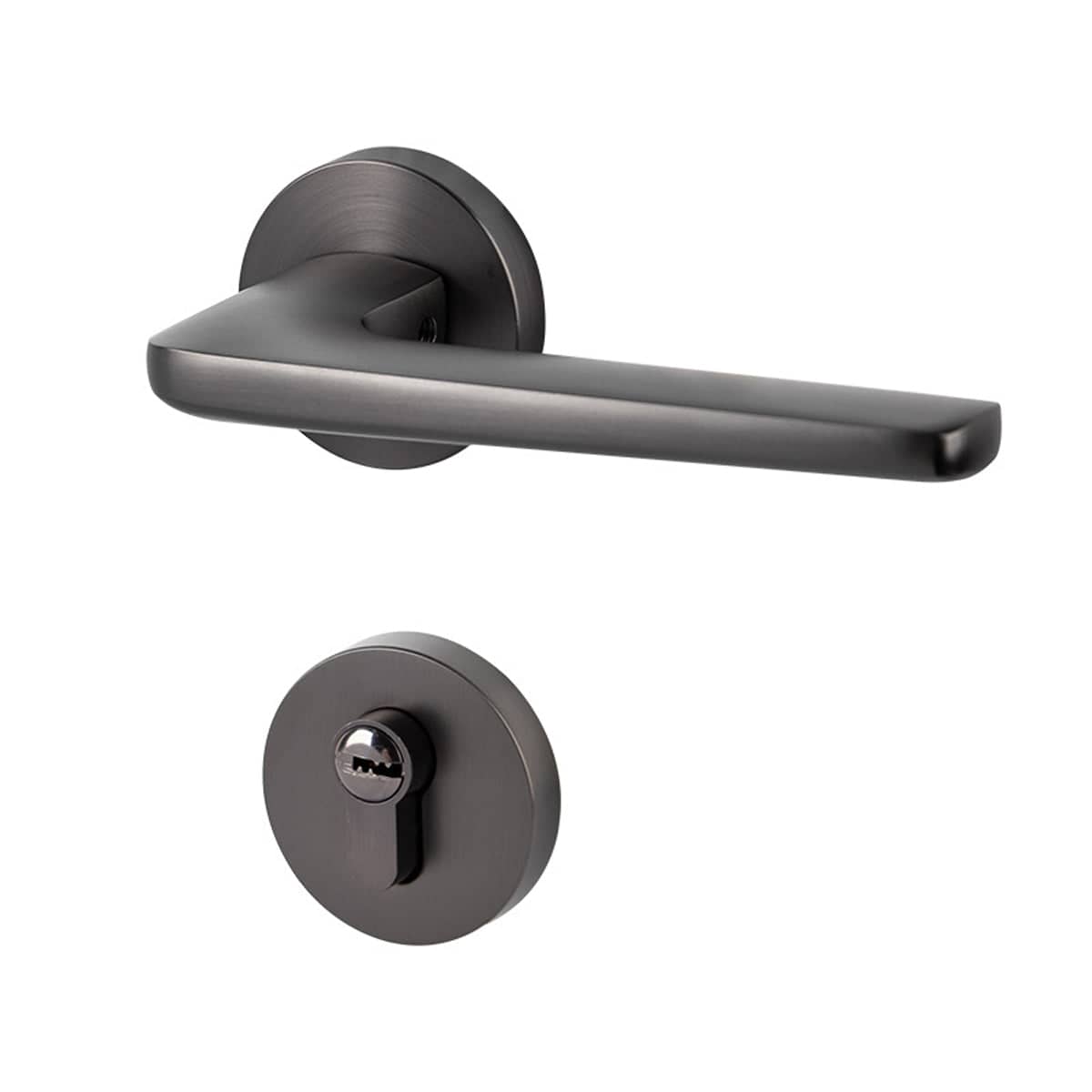 Zinc Alloy Privacy Door Handle Lock for Indoor Bedrooms - Black