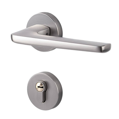 Zinc Alloy Privacy Door Handle Lock for Indoor Bedrooms - Silver