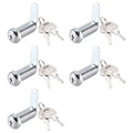Zinc Alloy Round Cam Lock for Cabinet, Drawer and Mailbox - 20mm, 5 Pieces