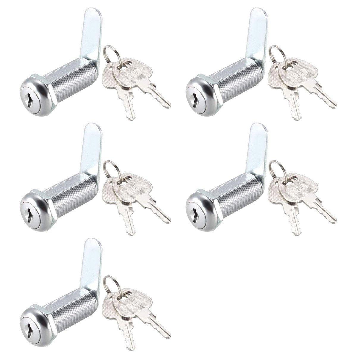 Zinc Alloy Round Cam Lock for Cabinet, Drawer and Mailbox - 20mm, 5 Pieces