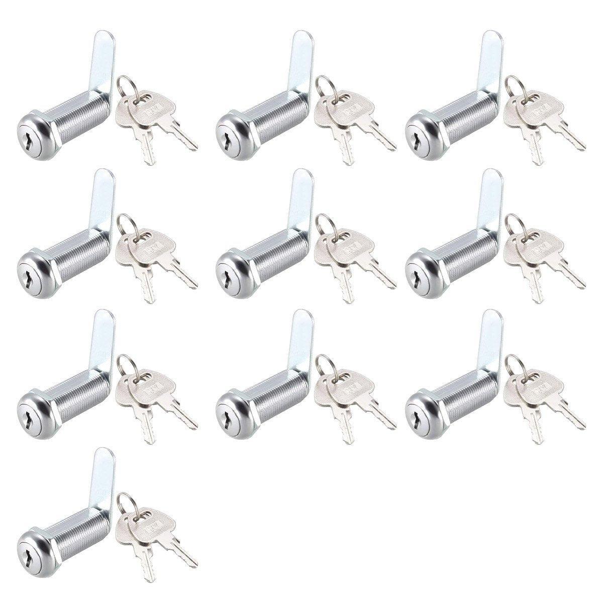Zinc Alloy Round Cam Lock for Cabinet, Drawer and Mailbox - 25mm, 10 Pieces