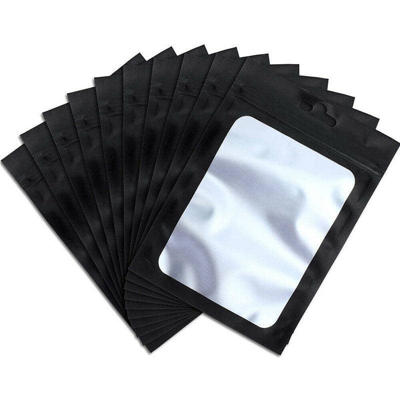 Zip Lock Aluminium Foil Packing Bags, Pack of 100 - Black, 7.5 x 12 cm - view 5