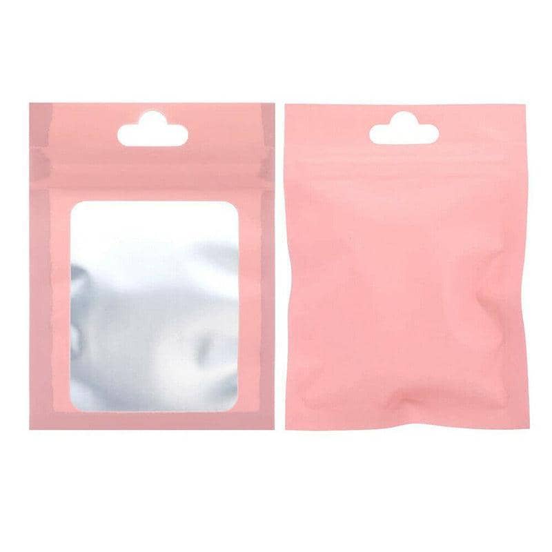 Zip Lock Aluminium Foil Packing Bags, Pack of 100 - Pink, 12 x 20 cm