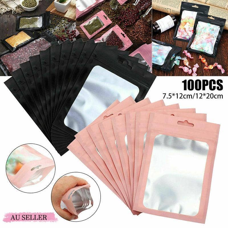 Zip Lock Aluminium Foil Packing Bags, Pack of 100 - Pink, 12 x 20 cm - view 3