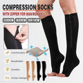 Zip-Up Compression Socks, Open Toe Knee Length - Beige, Size S/M (33 cm Length) - view 2
