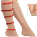 Zip-Up Compression Socks, Open Toe Knee Length - Beige, Size XXL (39 cm Length) - view 3