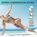 Zip-Up Compression Socks, Open Toe Knee Length - Beige, Size XXL (39 cm Length) - view 4