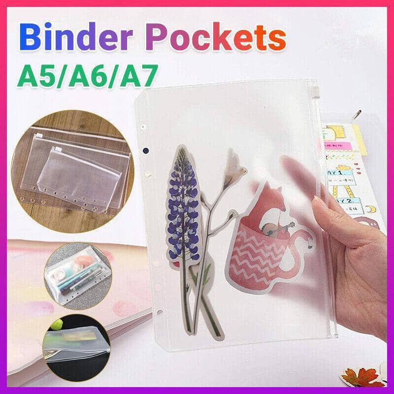 Zippered Binder Pockets for 6 Ring Binders, Pack of 12 - A6 (17 x 11 cm) - view 2