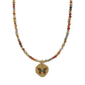 Zircon Beaded Butterfly Pendant Necklace with Adjustable Chain, Multicolour - view 2