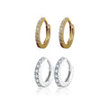 Zircon Hoop Earrings, 9 mm, 1 Pair - White - view 3