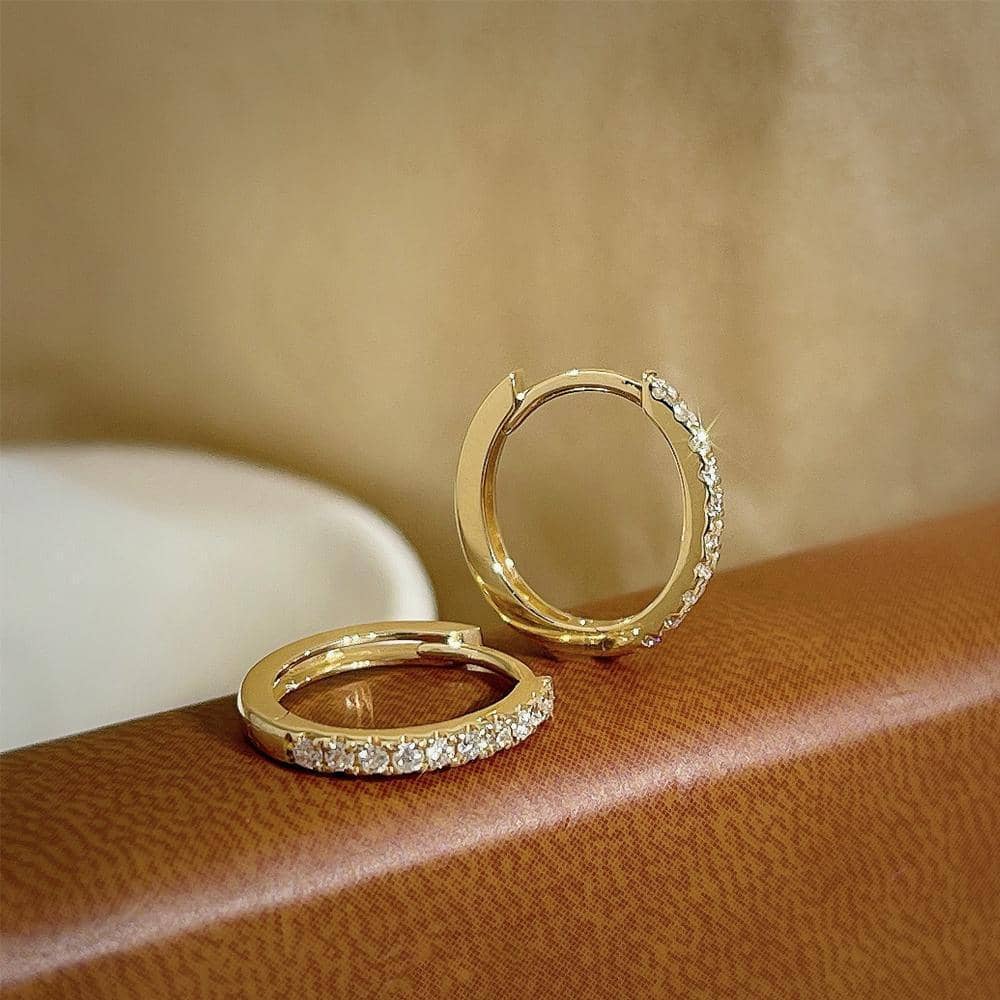 Zircon Hoop Earrings, 9 mm, 1 Pair - White - view 4
