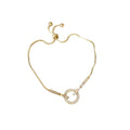 Zircon Rhinestone Adjustable Chain Bracelet for Women - Gold Crystal Ring