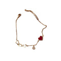 Zircon Rhinestone Adjustable Chain Bracelet for Women - Gold Red Heart Charm