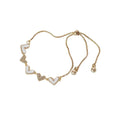 Zircon Rhinestone Adjustable Chain Bracelet for Women - Gold White Hearts