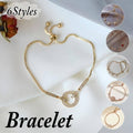 Zircon Rhinestone Adjustable Chain Bracelet for Women - Rose Gold Starburst Charms - view 2