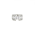 Zircon Ring with Bamboo Joint Design, Adjustable - Silver - view 2