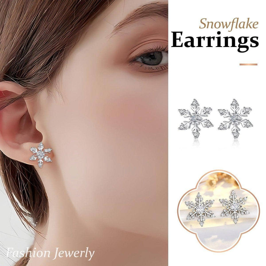Zircon Snowflake Christmas Stud Earrings for Women and Girls