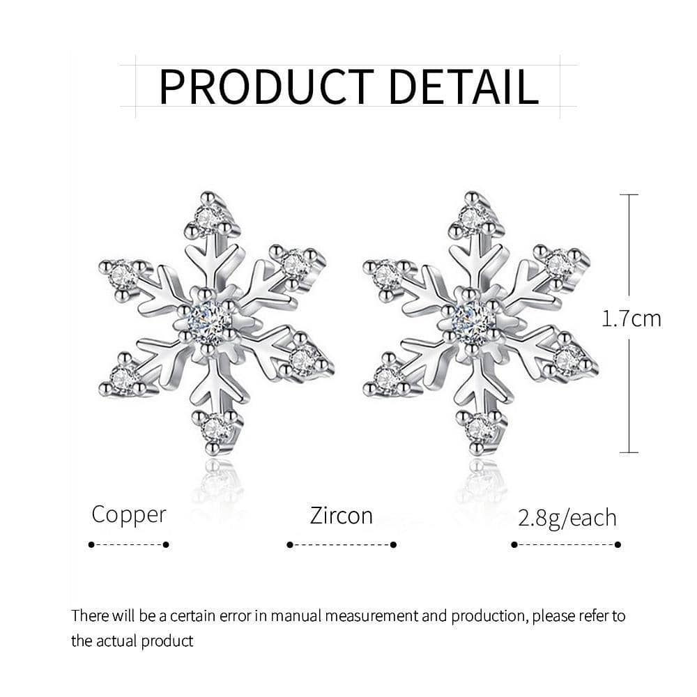Zircon Snowflake Christmas Stud Earrings for Women and Girls - view 3