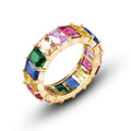 Zircon Stainless Steel Ring - Gold, Multicolour, Size 8