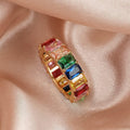 Zircon Stainless Steel Ring - Gold, Multicolour, Size 8 - view 4