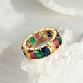 Zircon Stainless Steel Ring - Gold, Multicolour, Size 9 - view 5