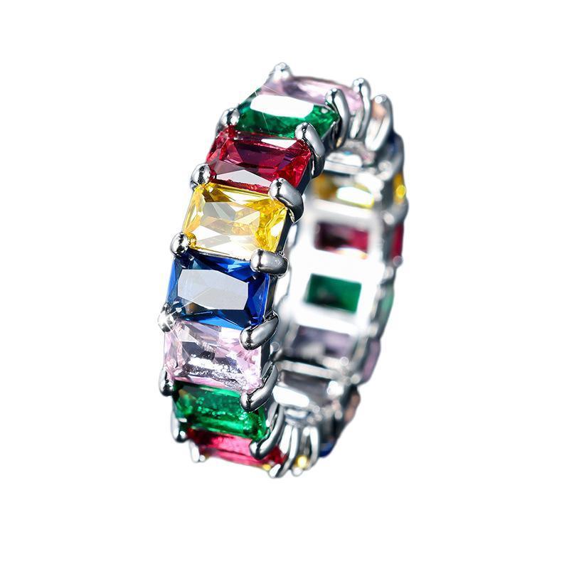 Zircon Stainless Steel Ring - Silver, Multicolour, Size 8