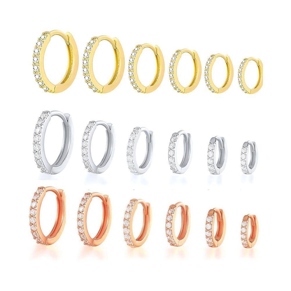 Zirconia Cartilage Huggie Hoop Earrings - Champagne 9mm - view 3
