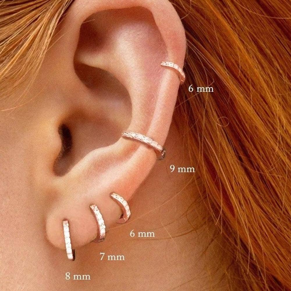 Zirconia Cartilage Huggie Hoop Earrings - Champagne 9mm - view 4