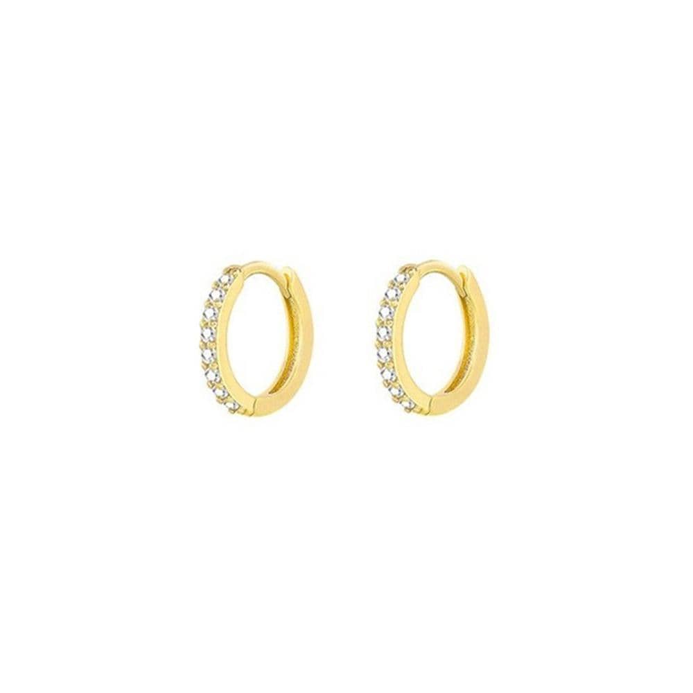 Zirconia Cartilage Huggie Hoop Earrings - Gold 6mm