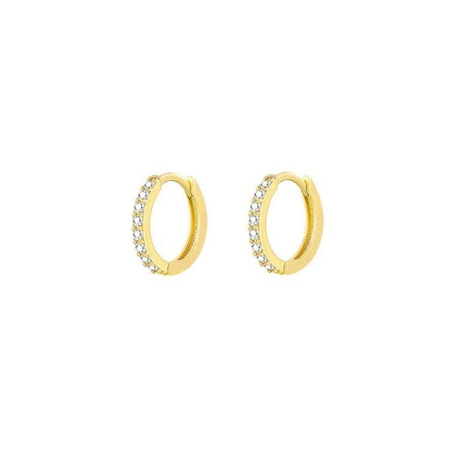 Zirconia Cartilage Huggie Hoop Earrings - Gold 6mm