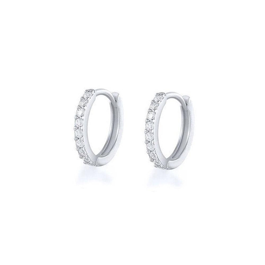 Zirconia Cartilage Huggie Hoop Earrings - Silver 9mm