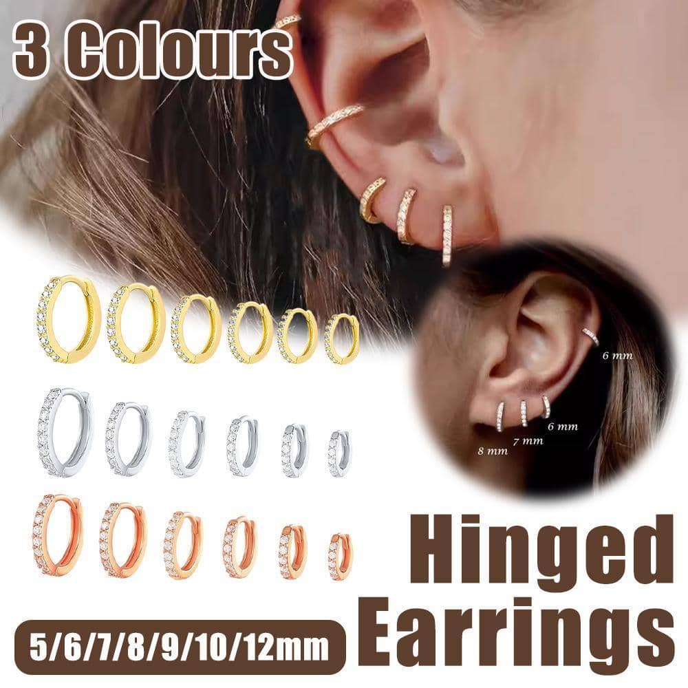 Zirconia Cartilage Huggie Hoop Earrings - Silver 9mm - view 2
