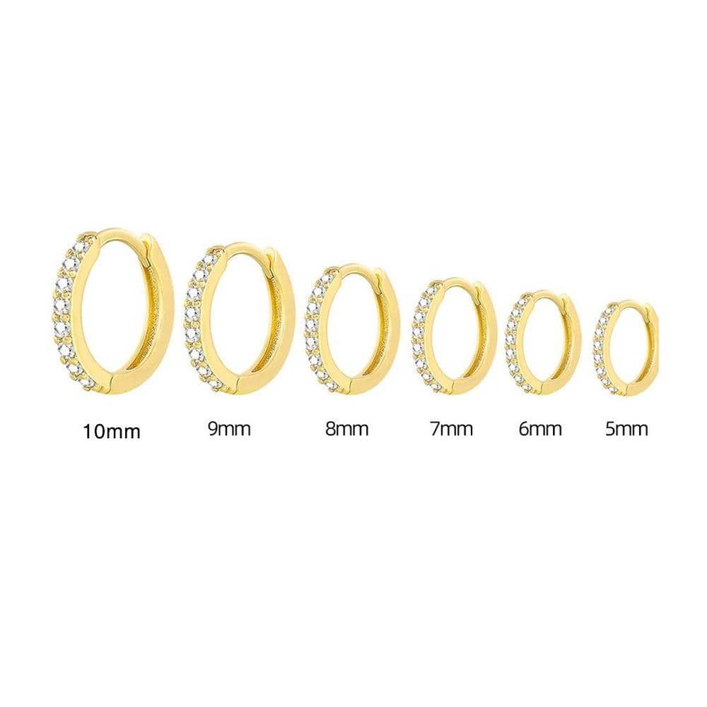 Zirconia Cartilage Huggie Hoop Earrings - Silver 9mm - view 5