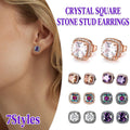 Zirconia Halo Stud Earrings for Women - Black, White Stone - view 2