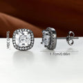 Zirconia Halo Stud Earrings for Women - Black, White Stone - view 4