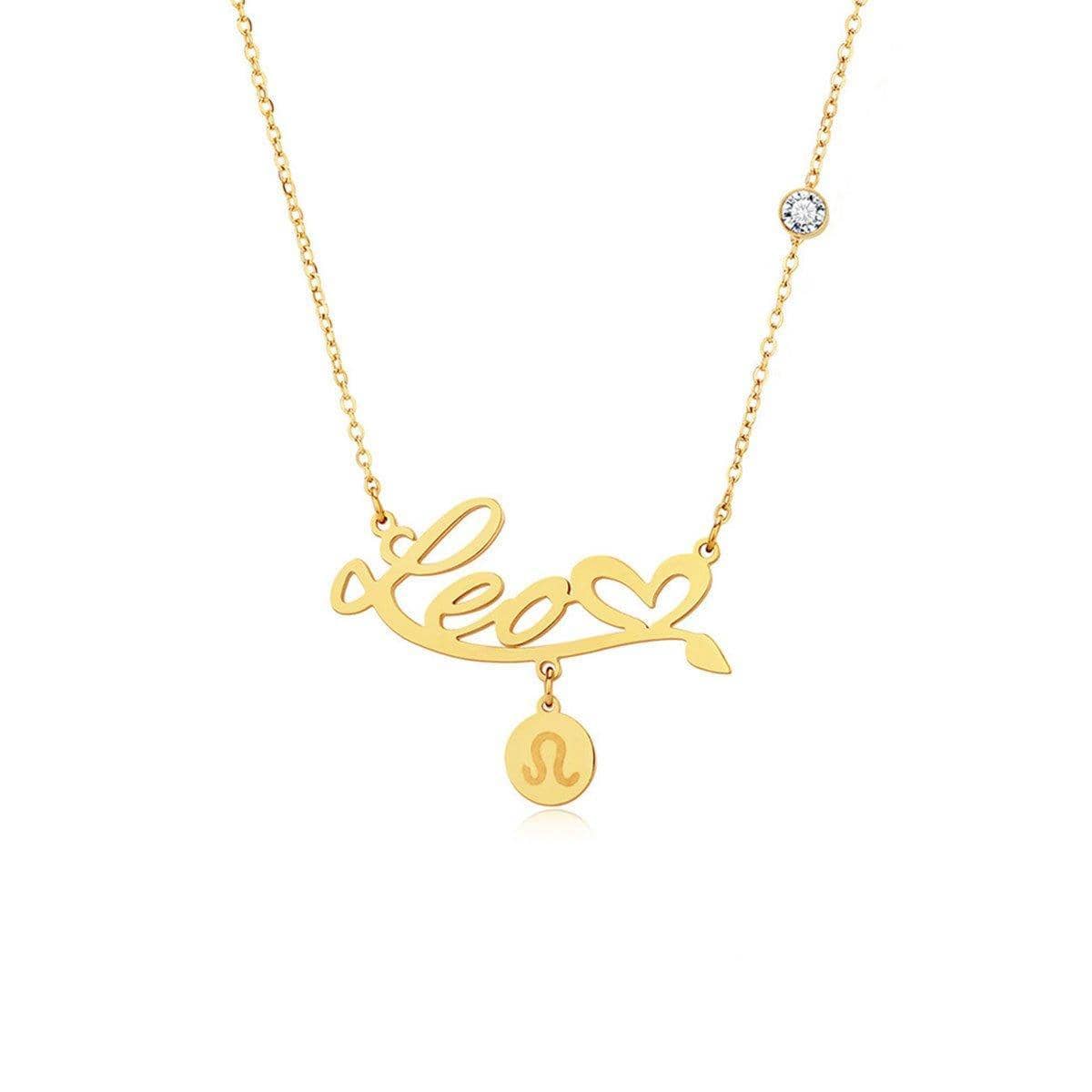 Zodiac Constellation Necklace in Gold-Tone Titanium Steel - Leo